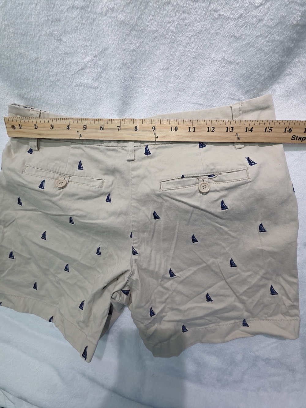 British Khaki Embroidered Sailboat Khaki and Navy Shorts - Picture 4 of 6